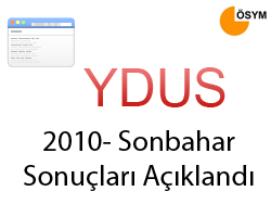 2010-YDUS Sonbahar Dnemi Sonular Akland